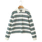 Summer 2025 Polo Shirts Woman Long Sleeve Tops Women Striped Vintage Clothes Polo Shirts Mujer Streetwear Casual Tops Brown