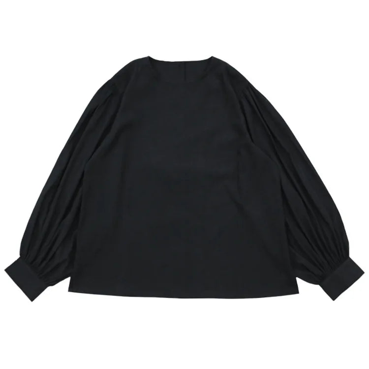 Japan Style Office Lady Elegant Vintage Blouse Women O-neck Loose Lantern Sleeve Shirts Solid All-amtch Blusas Autumn Ladies Top