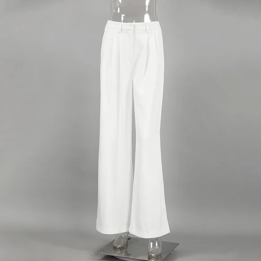 Light Luxury White Women Wide Leg Pants Spring and Autumn Temperament Versatile Commuting Leisure High Waist Straight Leg Pants