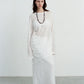 Elegant High-Waisted A- Line Skirt For Women Summer Commuting Long Dress Textile Song WhiteDrapedSideSlitLongDress