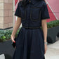 GALCAUR Elegant Two Piece Sets For Women Lapel Short Sleeve Tops High Waist A Line Pleated Skirts Solid Set Female Summer 2023
