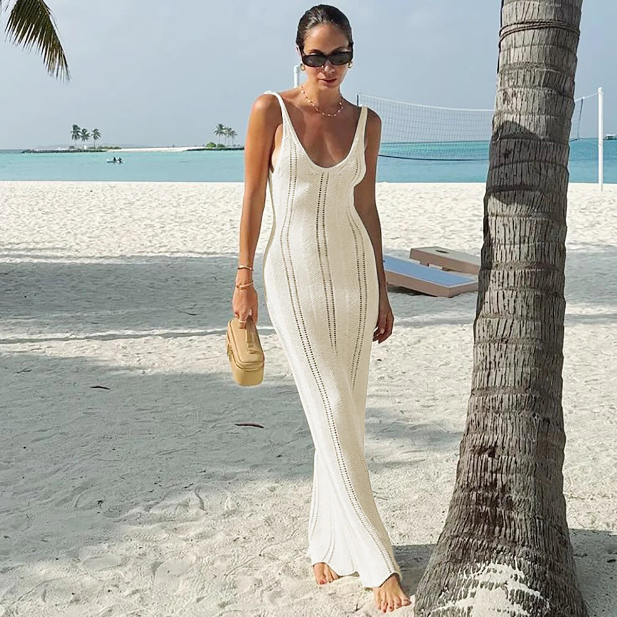 Hawthaw Women 2024 Summer Autumn Knitted V Neck Party Club Beach Vacation Bodycon Long Dress Wholesale Items For Business