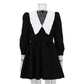 Tuularose Black Patchwork Dress Women's New Elegant Pleated A-Line Short Dress High Waist Office Lady Retro Party Dress Vestidos