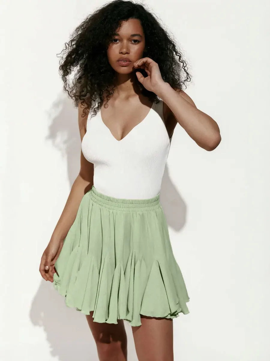Tuularose Summer Ruffle Short Skirt Women 2025 Summer New Y2k Pleated Patchwork Skirt Casual Streetwear Office Lady Female Skirt