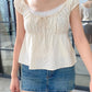 2024 New White Lace Tied Square Neck Summer T-shirts Chic Elegant Short Sleeve Tee Cotton Y2K Street Casual Bow Tie-up Top Women