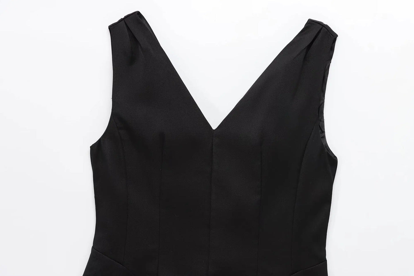 TRAFZA Summer Women V-Neck Sleeveless Backless Decorate Zipper Mini Dress Fashion Woman Sexy Dresses Street Style Party Dress