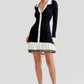 Tossy Ruffled Bow Knit Mini Dress Women's Summer Backless Contrast Cardigan Lace-Up Elegant Dress Female Knitwear Bandage Dress