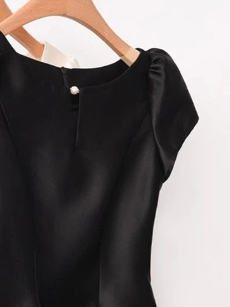 2025 Blusas Mujer De Moda Solid O Neck Shirts Women Puff Sleeve Summer Blouses Crop Tops Fashion Zipper Temperament Blouse