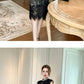 Women's French Noble Elegant Prom Dresses Black Lace Sheer Perspective Diamond High Waist Fishtail Robe Party Banquet Vestidos