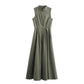TRAF Zipper Long Dress Woman Pleated Sleeveless Bodycon Dress Summer Elegant Party Dresses For Women 2024 New Midi Dresses