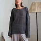 Original Fashion Hollow Out Knit Shirt Spring And Summer Women's Perspective Thin O-Neck Loose Elastic Long Sleeve Knit T-shirt
