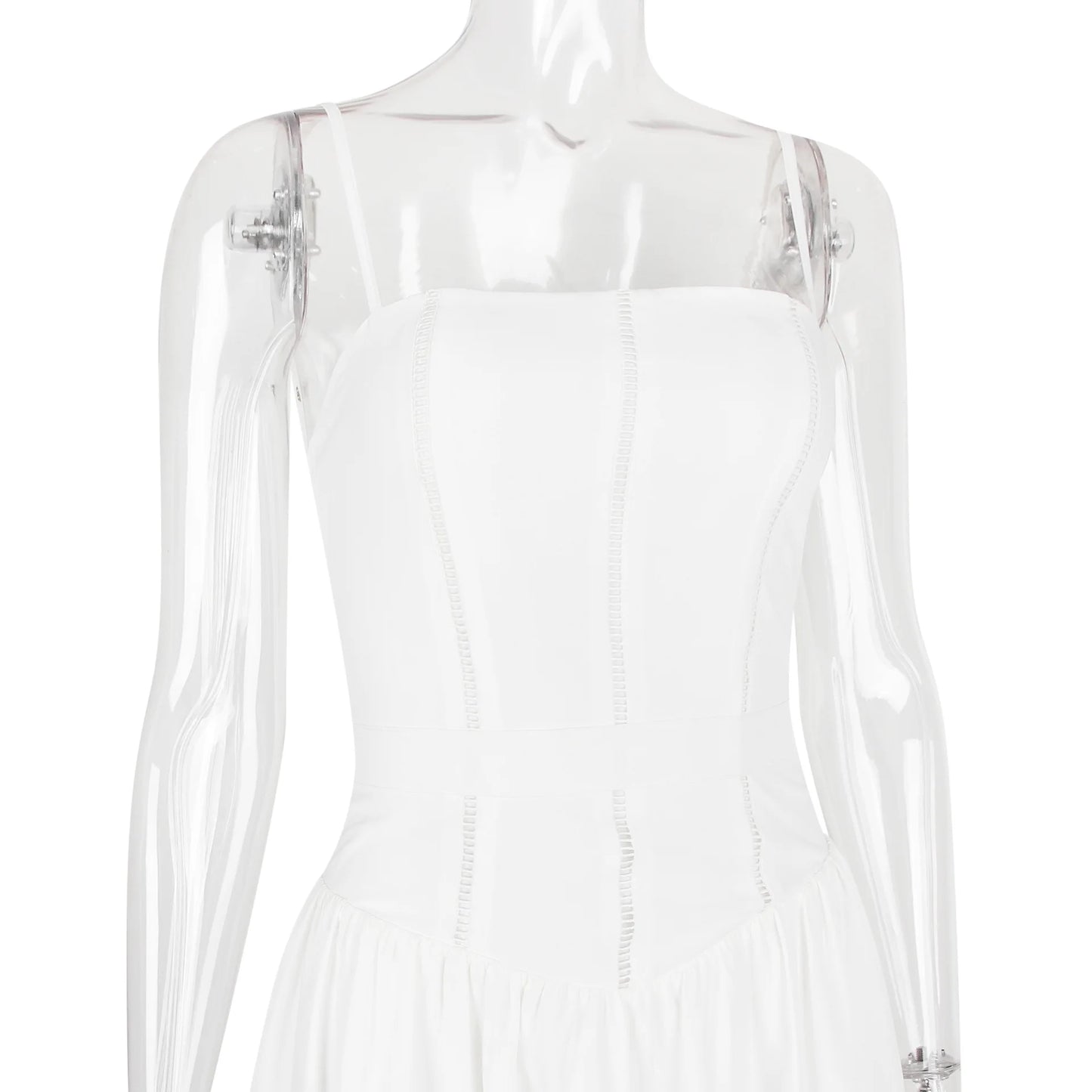 Corset Detail Spaghetti Strap Knotted Long Dress Women Frenchy Flowy Dress White Women Dress Dress Summer Beach Female
