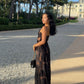 Mingmingxi Black Mesh Birthday Dress for Women 2024 One Shoulder Sexy Long Dress Slim Elegant Flower Wedding Guest Party Dresses