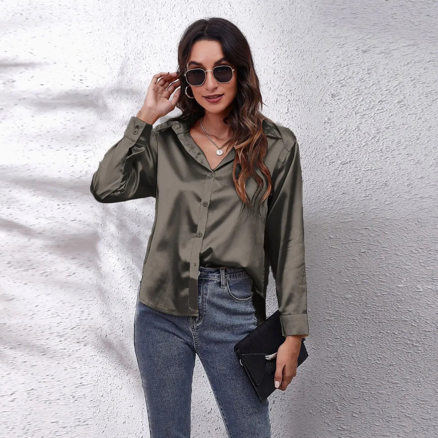 Satin Blouse Shirt Silk Tops Elegant Long Sleeve Loose Womens Blouses Camisas De Mujer Spring Autumn Streetwear Women Clothes