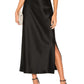 Long Satin Skirts For Women Summer High Quality Skirt With Slit On The Side Silk Elegant Black Maxi Luxury Women's Skirts 2025