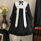 Contract Color Lolita Dress for Women Gothic Style Dark Girl Japanese Retro Op Dress Autumn and Winter Long Sleeve Black Dress
