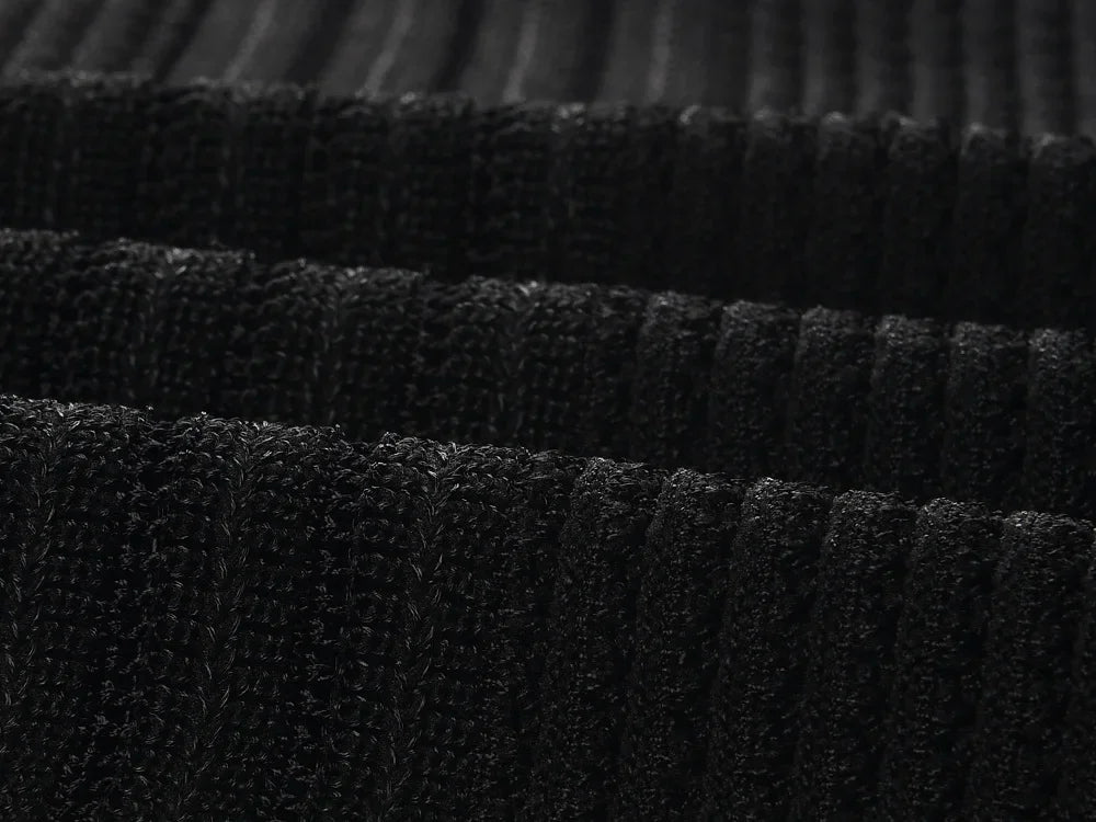 Black Spaghetti Strap Mermaid Dress Women's 2024 New Hollow Out Knitted Slim Mid-Calf Dresses