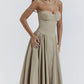 Women's French Style Long Dress with Solid/Floral/Checkered Multi Color Options Knee-Length Dress 2025 New Arrival