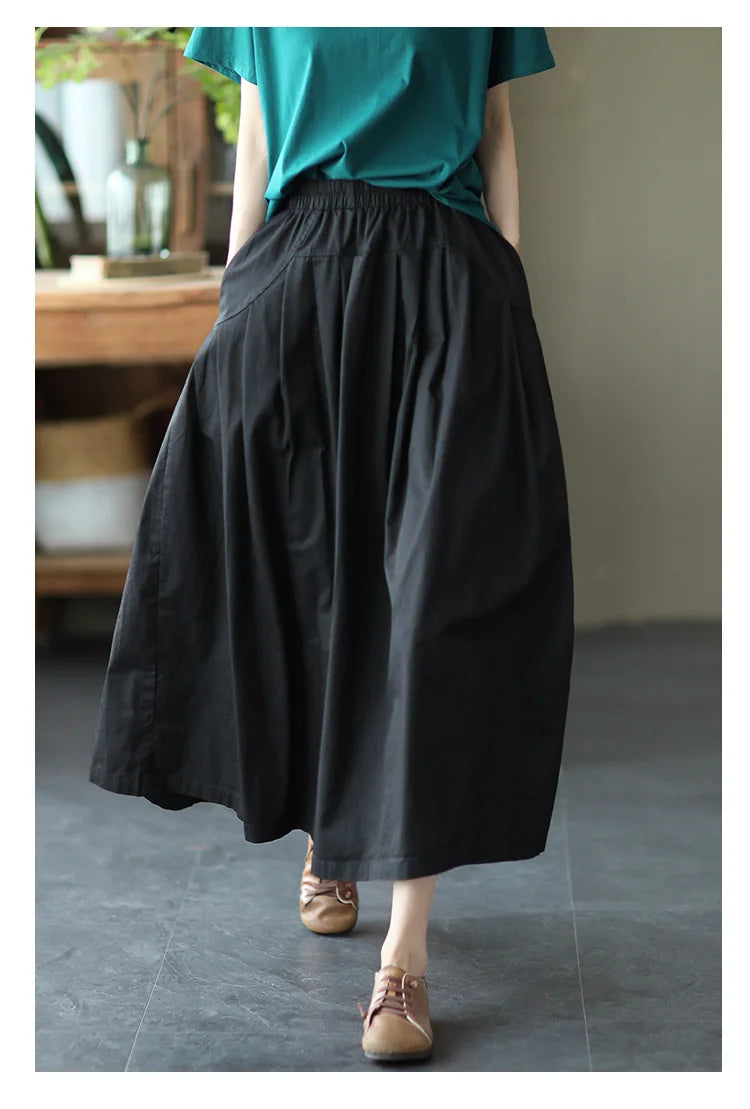 Max LuLu Japan Style Summer Streetwear Fashion Women Khaki A-Line Skirts Ladies Elastic Casual Long Skirt Girls Vintage Clothes