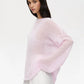 Original Fashion Hollow Out Knit Shirt Spring And Summer Women's Perspective Thin O-Neck Loose Elastic Long Sleeve Knit T-shirt