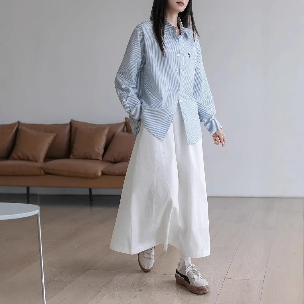 Elegant White A- Line Mini Skirt Women's Spring Summer New French Style Long Skirt Slimming Polyester Fiber Solid Color Skirt