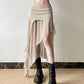 Zoki Sexy Irregular Y2K Skirts Women Vintage American High Waist Slim Slit Long Skirt Casual Lady Streetwear Retro Summer Skirts