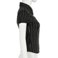 CIBBAR Black Striped Print Blouse Vintage 2000s Button Up Puff Short Sleeve Crop Top Women Korean Fashion T Shirt Streetwear y2k