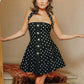 Tuularose Knit Backless Short Dress Women's High Waist Sleeveless Polka Dot Neck Dress Elegant Vintage Party Evening Dress 2025