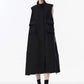 [EAM] Women Green Pocket Hem Drawstring Big Size Vest Dress New Stand Collar Sleeveless Fashion Tide Spring Autumn 2025 1DJ0147