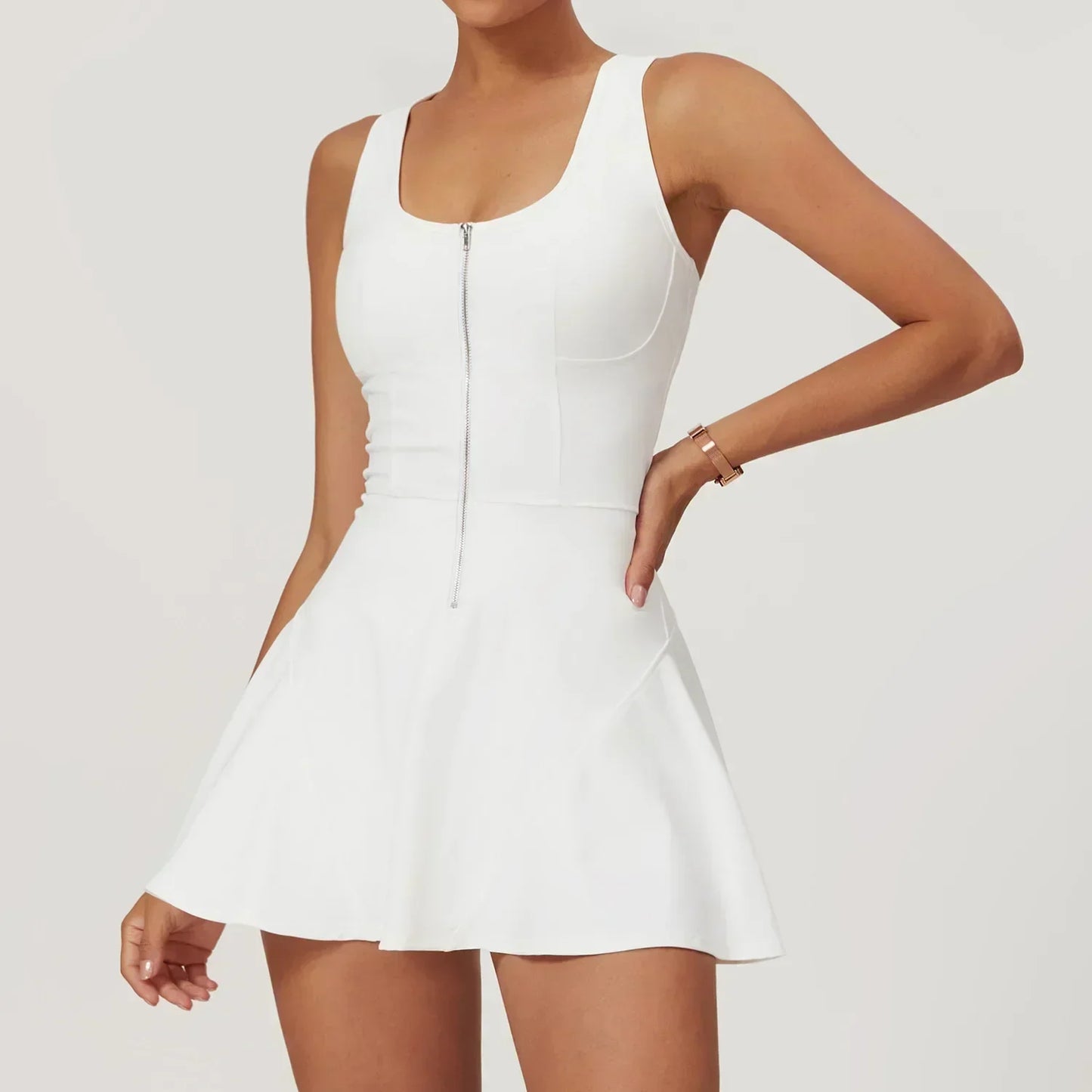 Yoga skirt anti-slip sports dress outdoor one-piece zip tennis skirt running fitness badminton dresses