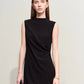 Amii Minimalism 2024 Summer New Sleeveless Small Black Dress Short Slim Half-high Neck Fashion Female Dresses for Women 12452052