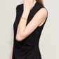 Amii Minimalism 2024 Summer New Sleeveless Small Black Dress Short Slim Half-high Neck Fashion Female Dresses for Women 12452052