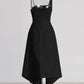 TWOTWINSTYLE Detachable Cloak Elegant Dresses For Women Square Collar Sleeveless High Waist Hit Color Split Dress Female Fashion