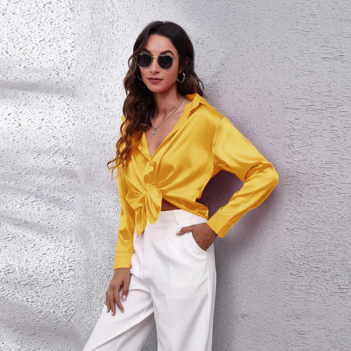 Satin Blouse Shirt Silk Tops Elegant Long Sleeve Loose Womens Blouses Camisas De Mujer Spring Autumn Streetwear Women Clothes