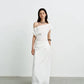 Elegant High-Waisted A- Line Skirt For Women Summer Commuting Long Dress Textile Song WhiteDrapedSideSlitLongDress