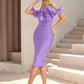 Women's Off Shoulder Bandage Midi Dress Luxury Design Ruffled  Elegant Black Sleeveless Ruffled Sexy Club Party Evening Dresses