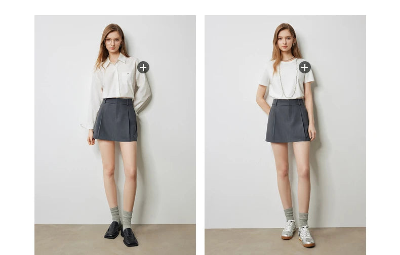 TOYOUTH Women Mini Skirt Pants 2024 Autumn New High Waisted A Line Suit Pants Skirt