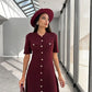 Trendix Elegant Knit Mini Dress Women Street Slim High Waist Short Sleeve Rib Sweater Dresses Vacation Bodycon Knitwear Dress