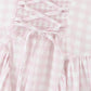 Sexy Sleeveless Elegant Plaid Dress Women Lace Up Back A-line Midi Summer Dresses Party Robe