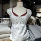 2024 New White Lace Tied Square Neck Summer T-shirts Chic Elegant Short Sleeve Tee Cotton Y2K Street Casual Bow Tie-up Top Women