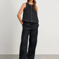 Wolfeel Cotton Linen Vest  Wide Leg Long Pants Set Women's Pants Sleeveless Top Casual Suit 2025 Spring Summer New Pant Sets