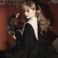 Contract Color Lolita Dress for Women Gothic Style Dark Girl Japanese Retro Op Dress Autumn and Winter Long Sleeve Black Dress