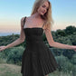 Suninheart Summer A  Line Short Dresses 2024 New Arrivals Casual Pleated One-piece Dress Gown Black Birthday Holiday Dress Women