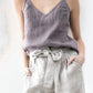 Pure Color Cotton Linen Sleeveless V-Neck Women's Tank Top Loose Fit Simple Style Outerwear Casual Comfortable Vest