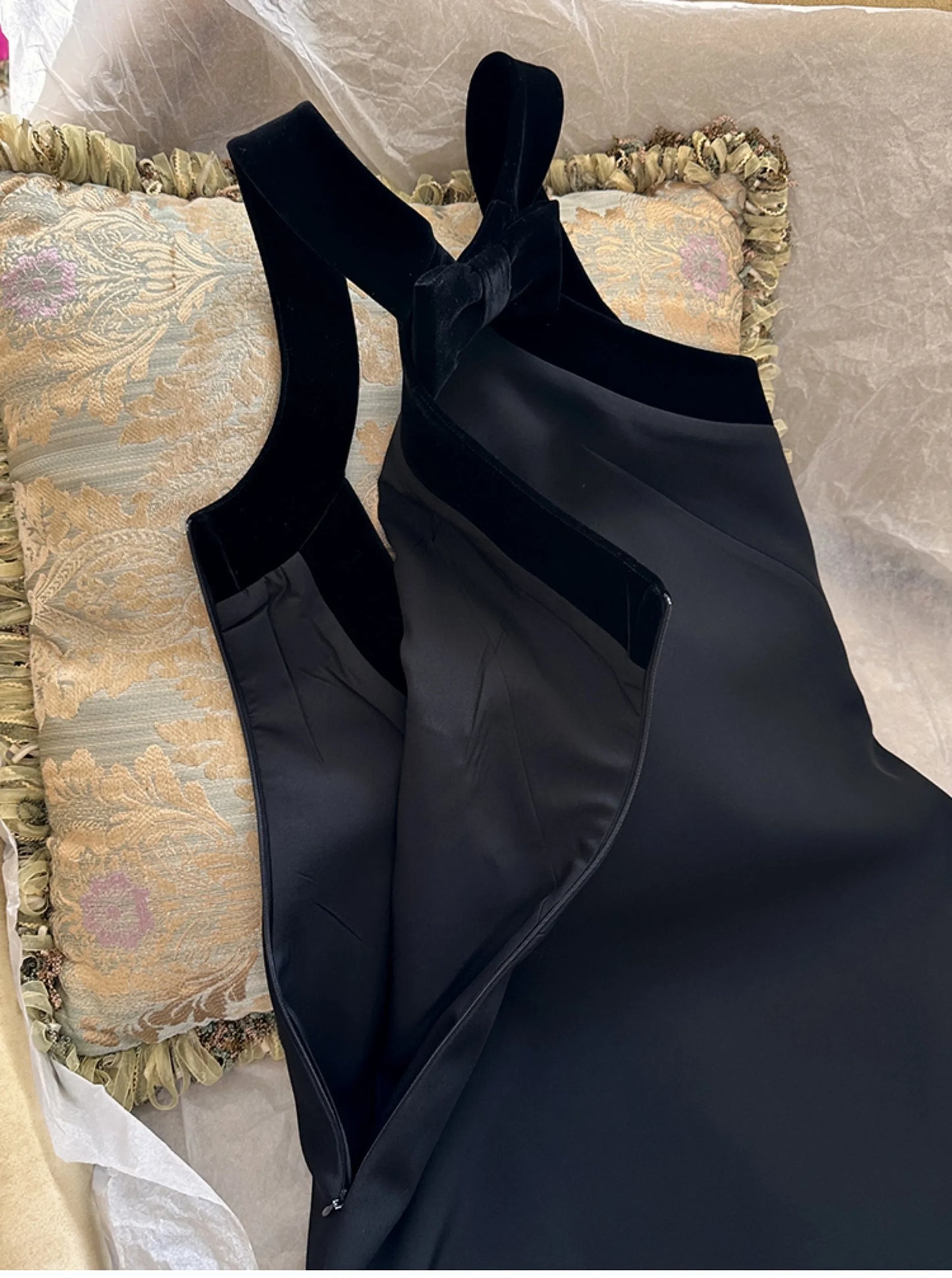 Spring Dresses 2024 New Fashion Velvet Sexy Backless Slip Dress for Women Loose Bow Girl's Elegant Party Short Ladies Dress
