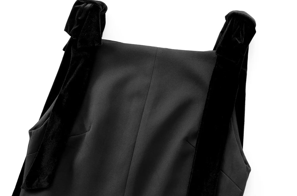 TRZA-Women's Contrast Velvet Bow Mini Dress, Straight Neck, Back Zipper, Female Dresses, Sexy Fashion