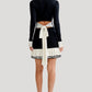 Tossy Ruffled Bow Knit Mini Dress Women's Summer Backless Contrast Cardigan Lace-Up Elegant Dress Female Knitwear Bandage Dress