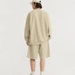 INFLATION Spring Oversized Tracksuit Sportswear Unisex Pique Fabric Embroidery Long Sleeve Tees and Shorts Set