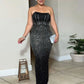 Znaiml Black Off Shoulder Sleeveless Luxury Rhinestones Bodycon Back Split Dresses Womens Clothing Slim Birthday Evening Vestido