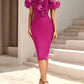 Women's Off Shoulder Bandage Midi Dress Luxury Design Ruffled  Elegant Black Sleeveless Ruffled Sexy Club Party Evening Dresses
